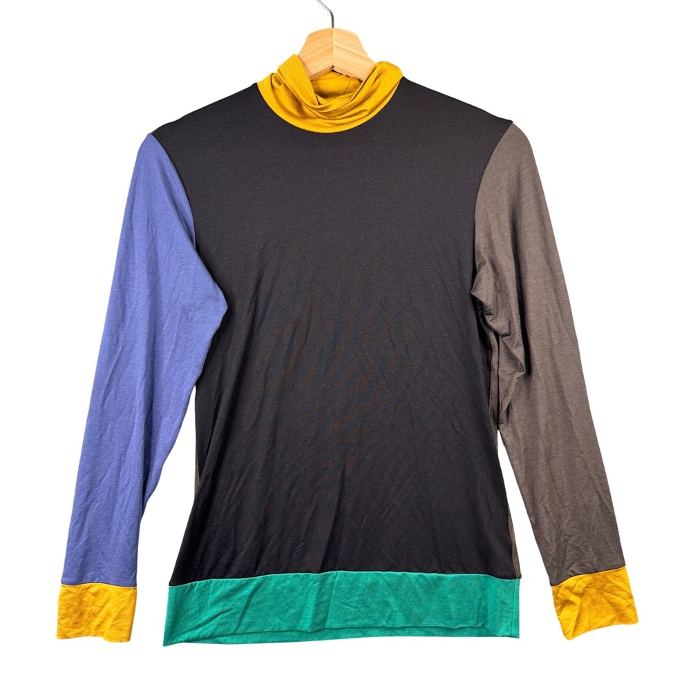 Marni x Uniqlo Heattech Colorblock Turtleneck Top Black Blue L 457996 24-06